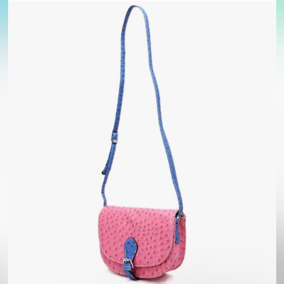 Cara Pink crossbody bag ostrich patern. - Picture 2 of 9